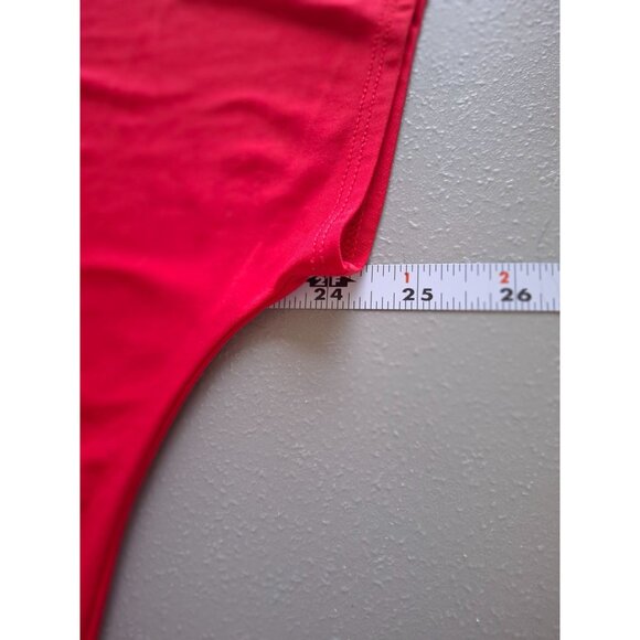 Cato Women Tunic Top L Red Flowy Hemline Lightweight Short Sleeve Lagenlook Boho - Picture 6 of 8